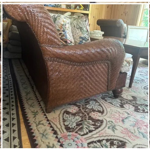 Lexington Casual Three Seat Woven Sofa with matching throw pillows, matching chair and ottoman. Deep comfortable seating....