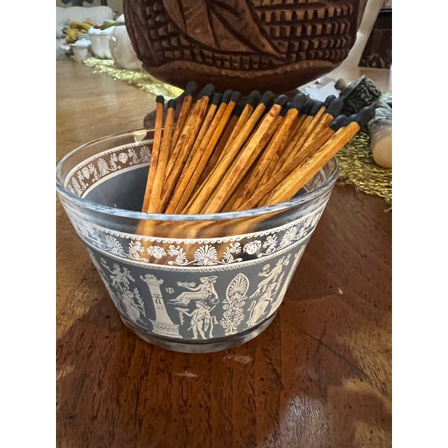 Mid-Century Modern Set of 51, 1970s 50 Matchsticks and Glass Bowl For Sale - Image 3 of 11