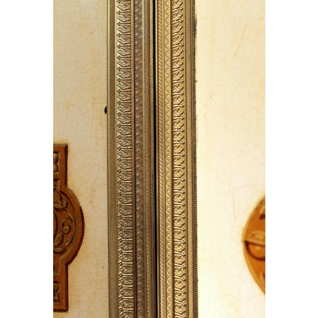 Beige 19th Century Italian Six-Panel Painted Wood Folding Screen in Gilt Bronze Frame For Sale - Image 8 of 16
