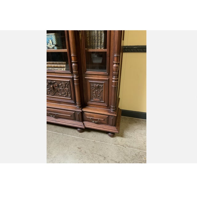 Wood Antique Neo-Renaissance Bookcase in Walnut, 1880 For Sale - Image 7 of 15