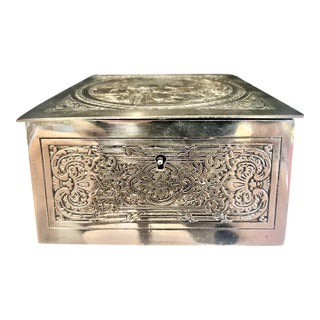 Antique French Silver-Plated Jewelry or Trinket Box For Sale