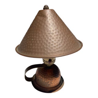 Vintage 1920s Small Hand Hammered Copper Lamp For Sale