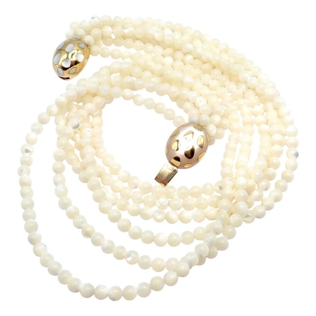 This elegant Tiffany & Co. Angela Cummings torsade necklace is featuring multiple strands of luminous mother-of-pearl...