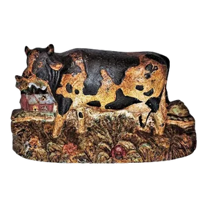 Cast Iron Cow Door Stop in Original Paint