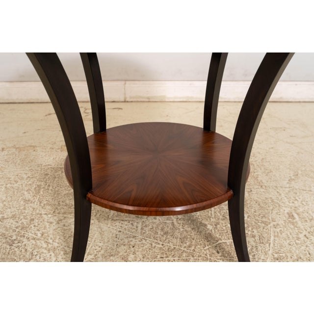 Jonathan Charles 2 Tier 2 Drawer Art Deco Satin Round Side Table For Sale - Image 10 of 17