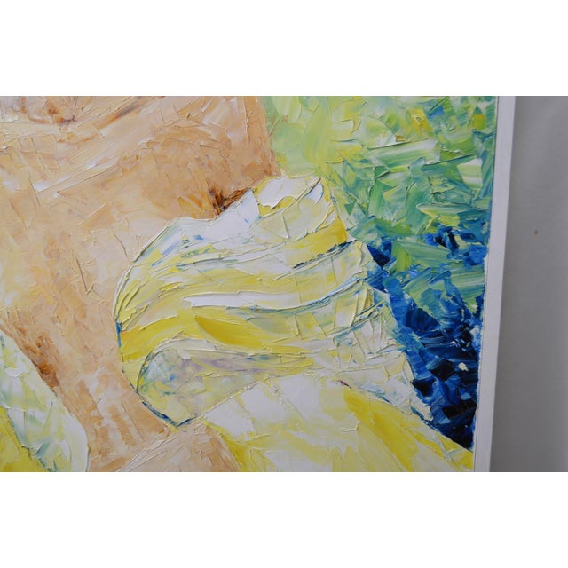 Contemporary French School Alexandre Pergler De Perglas Expressionist Figurative Painting, "Yellow Draped Nude" For Sale - Image 9 of 13