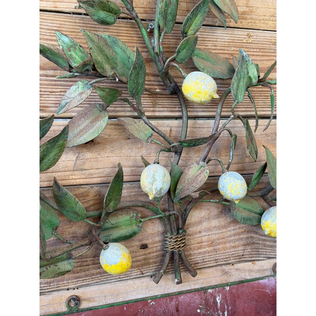 Rare Vintage Italian Tole Lemon Tree Wall Jardiniere With Five-Light Candelabra, Two-Piece Set For Sale - Image 4 of 12