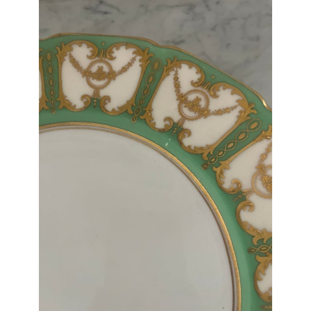 1920s Royal Doulton Sevres Green & Gold Gilt Dinner Plates - Set of 12 For Sale In Portland, OR - Image 6 of 18