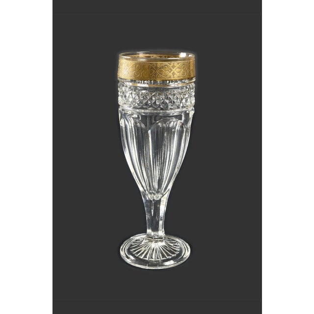 Gold Mid-Century Crystal Glasses in the style of Saint Louis, 1950s, Set of 33 For Sale - Image 8 of 15
