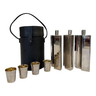Travel Bar Set With Flasks, and Cups, 1970s For Sale