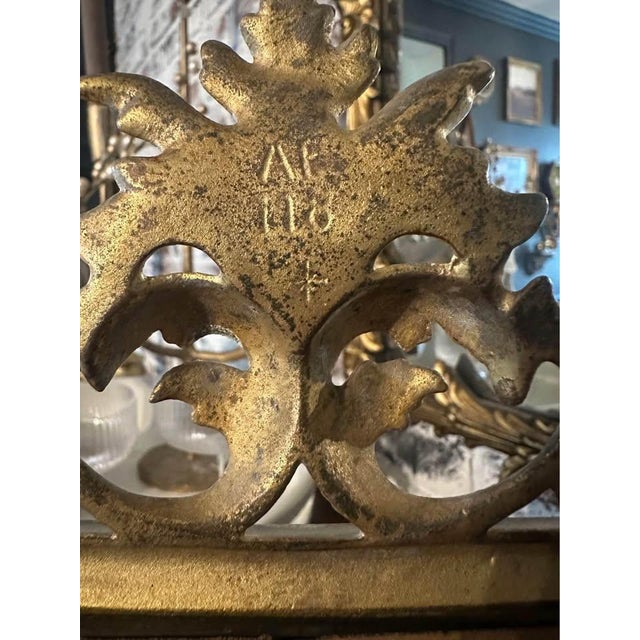 Metal Antique Gilt Metal Vanity Mirror With Easel Stand For Sale - Image 7 of 7