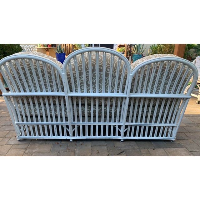 Boho Chic Vintage Rattan Cottage Sofa For Sale - Image 3 of 12
