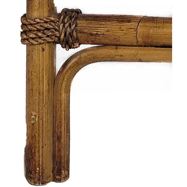 Wood Vintage Palm Beach Chic Oversized Bamboo Folding Butler's Tray Cocktail Table With Rope Detail For Sale - Image 7 of 9