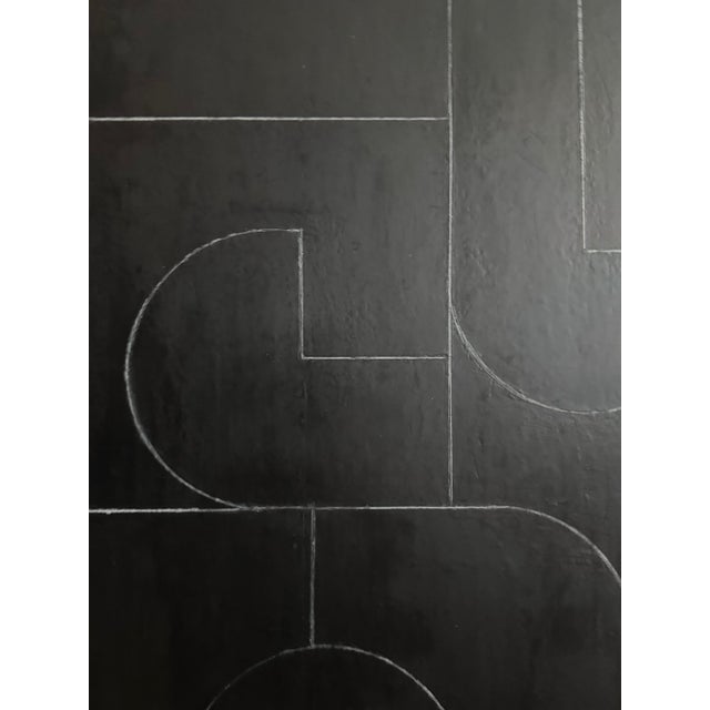 Contemporary Geometric, Abstract Oil, and Cold Wax Painting—gold, and Black by Stephen Cimini For Sale - Image 4 of 6