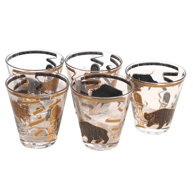 Black 5 Mid Century Bull and Bear Low Ball Glasses by Hammacher Schlemmer For Sale - Image 8 of 9