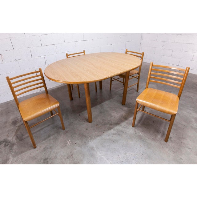 1970s Danish Convertible Round Table and Matching Chairs, 1980, Set of 5 For Sale - Image 5 of 18