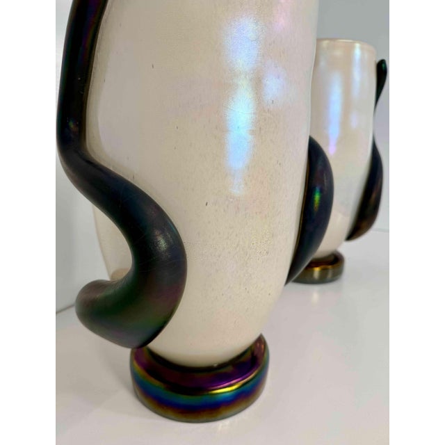 Glass Murano Black and White Glass Vases by Cenedese, 2000s, Set of 2 For Sale - Image 7 of 11