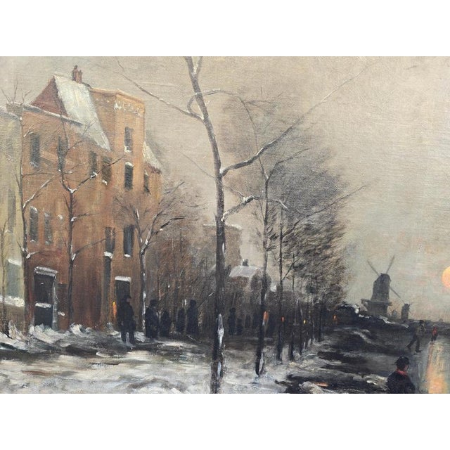 Dutch Artist, Frozen River Scene, 1900, Oil Painting, Framed For Sale - Image 9 of 13