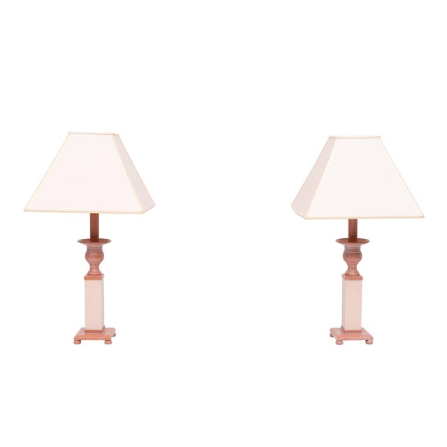 Pink Small Classic Greek Pink Marble Table Lamps, Italy, 1980s, Set of 2 For Sale - Image 8 of 8