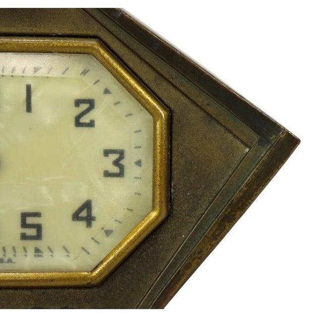 Art Deco Antique Art Deco Bronze Boudoir Diamond Form Dresser Clock C1930 For Sale - Image 3 of 7