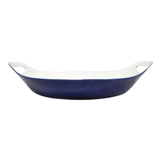 Vintage Michael Lax Copco Denmark Modern Blue Enamel Cast Iron Paella Dish Pan For Sale