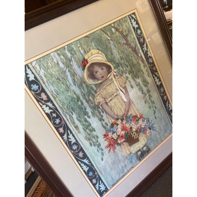 VTG Textile Fiber Art Floral Good Housekeeping Cover Hand Sewn Crewel Needlepoint For Sale - Image 12 of 12