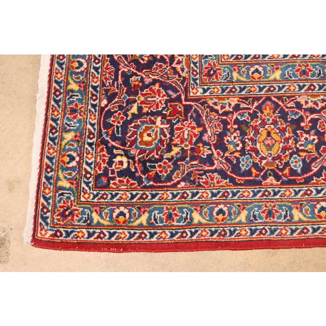Late 20th Century Vintage Hand-Knotted Persian Kashan Room Size Wool Area Rug For Sale - Image 5 of 10