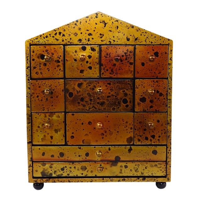 Small Vintage Hollywood Regency Gold Wood Cabinet For Sale