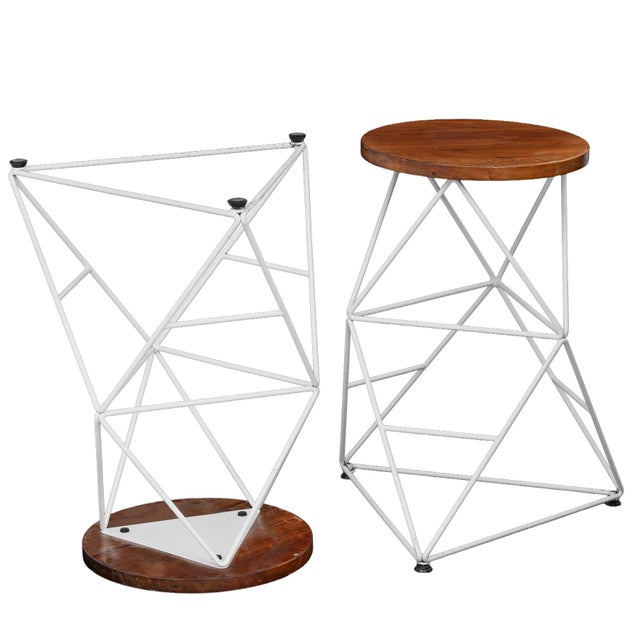 2010s Vintage Handcrafted Artisan Bar Stools, Pair For Sale - Image 5 of 8