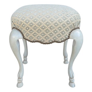 18th C Style Hoof Foot Pouf Footstool Ottoman W Cut Velvet For Sale