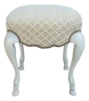 18th C Style Hoof Foot Pouf Footstool Ottoman W Cut Velvet