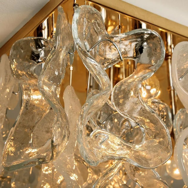 Massive Catena Murano Glass Flush Mount Chandelier by J.T. Kalmar, 1970s For Sale - Image 3 of 18