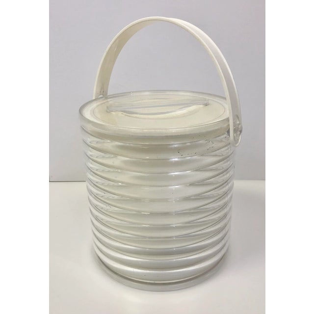 Mid-Century Modern Vintage Lucite White Ice Bucket For Sale - Image 3 of 3