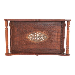 Vintage Anglo Indian Carved Wooden Tray For Sale