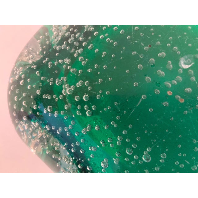 Murano Emerald Green and Gold Controlled Bubble Bowl For Sale - Image 9 of 10
