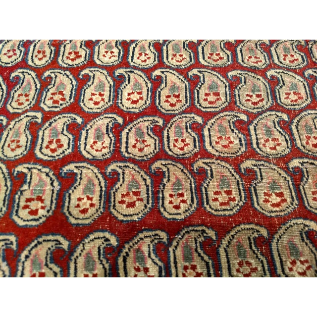 Vintage Persian Malayer Area Rug, Hand-Knotted Wool, Allover Paisley Pattern, Red & Navy, 3x3 For Sale - Image 11 of 14