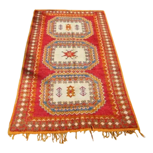 1960s Vintage Orange Moroccan Berber Rug