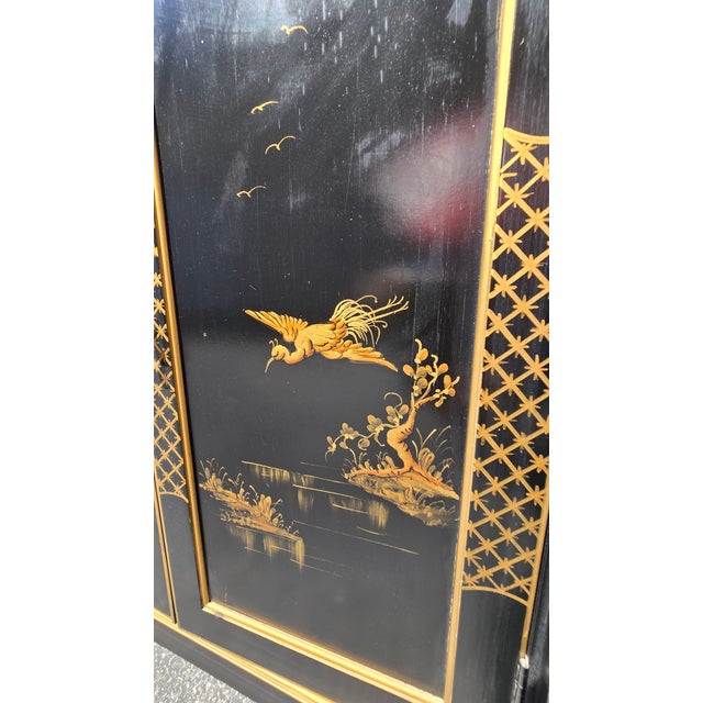 Vintage Chinese Asian Black Lacquer Chinoiserie Sideboard Credenza Greene Hinkle For Sale - Image 15 of 18
