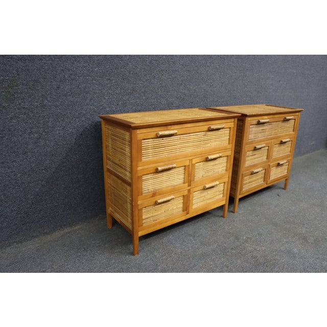 Asian Asian-Style Cherry and Bamboo Chests – Pair For Sale - Image 3 of 12