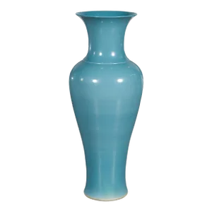 Mid 20th Century Tall Prem Collection Blue Glazed Ceramic Flaring Neck Vase