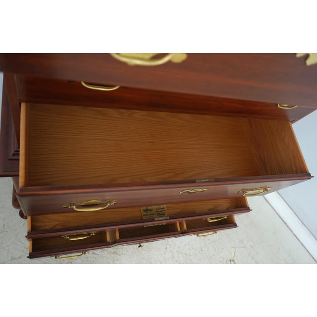 1990s Henkel Harris 3 Part Cherry Highboy Chest of Drawers For Sale - Image 5 of 18