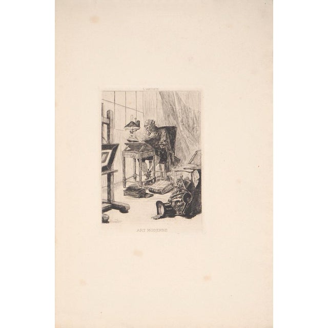 Félicien ROPS (1833-1898) Modern art, the artist Original etching on laid paper Signature in the plate at the bottom left...