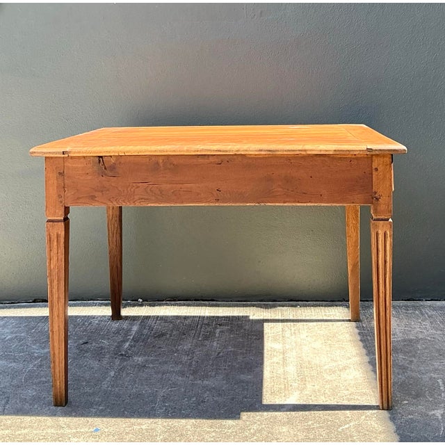 Vintage Boho Patinated Two Drawer Farm Table For Sale - Image 10 of 12