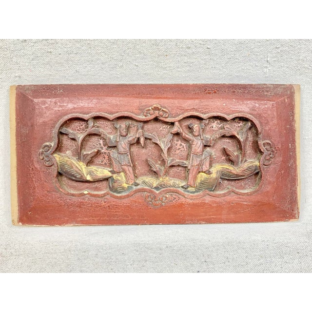 Red Antique Carved Chinoiserie Wall Panel For Sale - Image 8 of 8