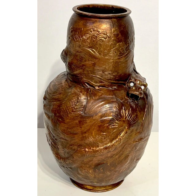 Late 19th Century Japonisme Dragon Motif Copper Clad Vase by Bretby Pottery For Sale - Image 4 of 8