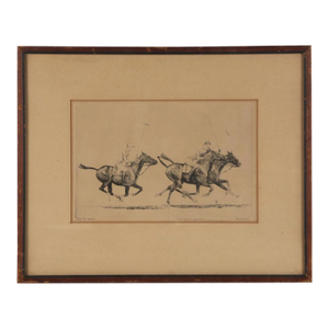 Mid 20th Century "Down the Field #2" Polo Drypoint by Paul Brown