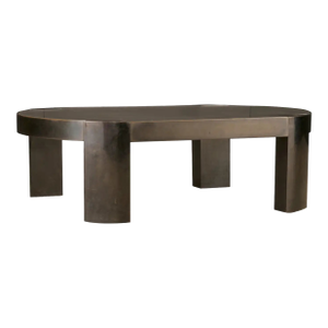 Karl Springer 'Banker' Coffee Table in Patinated Bronze and Lucite, 1970s