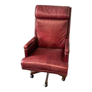Hancock & Moore 'Hamilton' Red Leather Tall Executive Swivel Chair - Vintage Late 20th Century