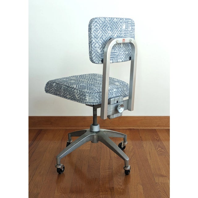 1950s Blue Vintage Office Chair - Restored For Sale - Image 5 of 12