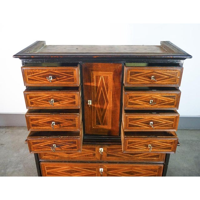 Inlaid Wooden Coin Cabinet, 1700s For Sale - Image 12 of 18